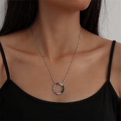 Multicolor Crystal & Silver-Plated Wreath Pendant Necklace