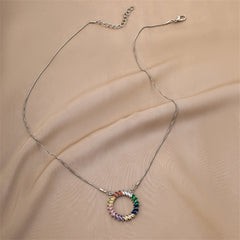 Multicolor Crystal & Silver-Plated Wreath Pendant Necklace