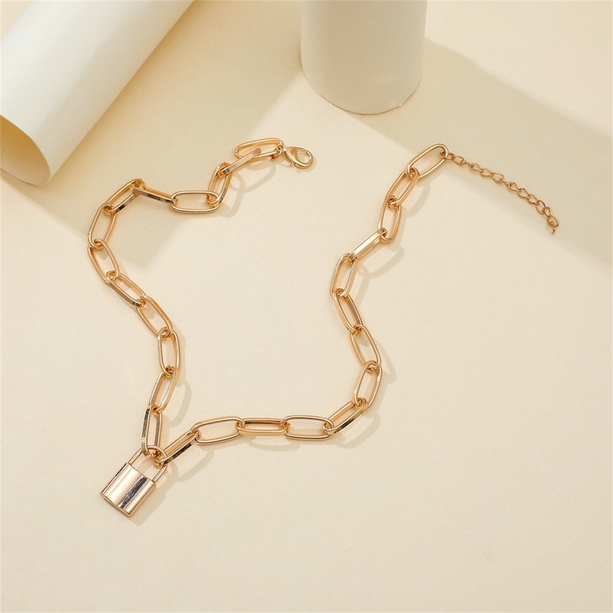 18K Gold-Plated Lock Pendant Necklace
