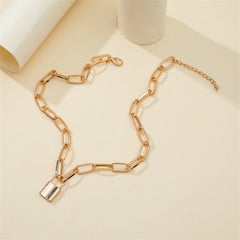 18K Gold-Plated Lock Pendant Necklace