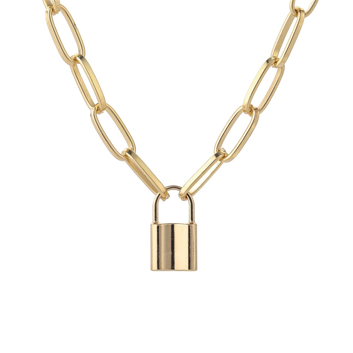 18K Gold-Plated Lock Pendant Necklace