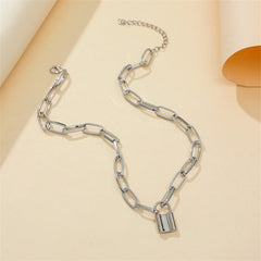 Silver-Plated Lock Pendant Necklace