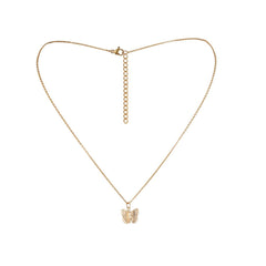 Beautiful 18K gold-plated butterfly necklace featured against a clean white backdrop, highlighting its exquisite craftsmanship.