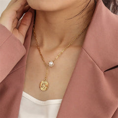 Pearl & 18K Gold-Plated Rose Lariat Necklace