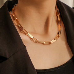 18K Gold-Plated Rectangle Chain Necklace
