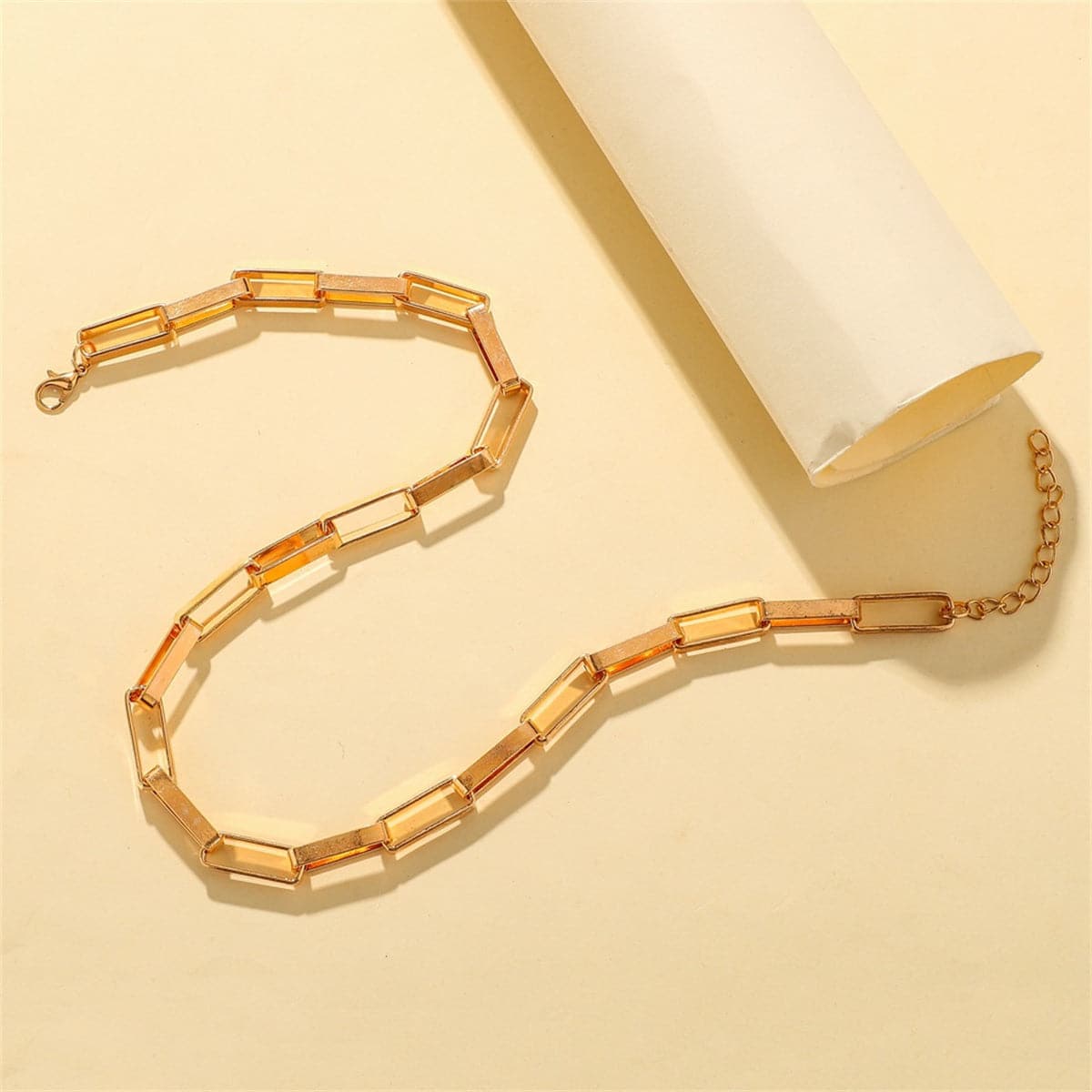 18K Gold-Plated Rectangle Chain Necklace