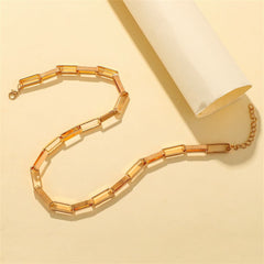 18K Gold-Plated Rectangle Chain Necklace