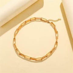 18K Gold-Plated Rectangle Chain Necklace
