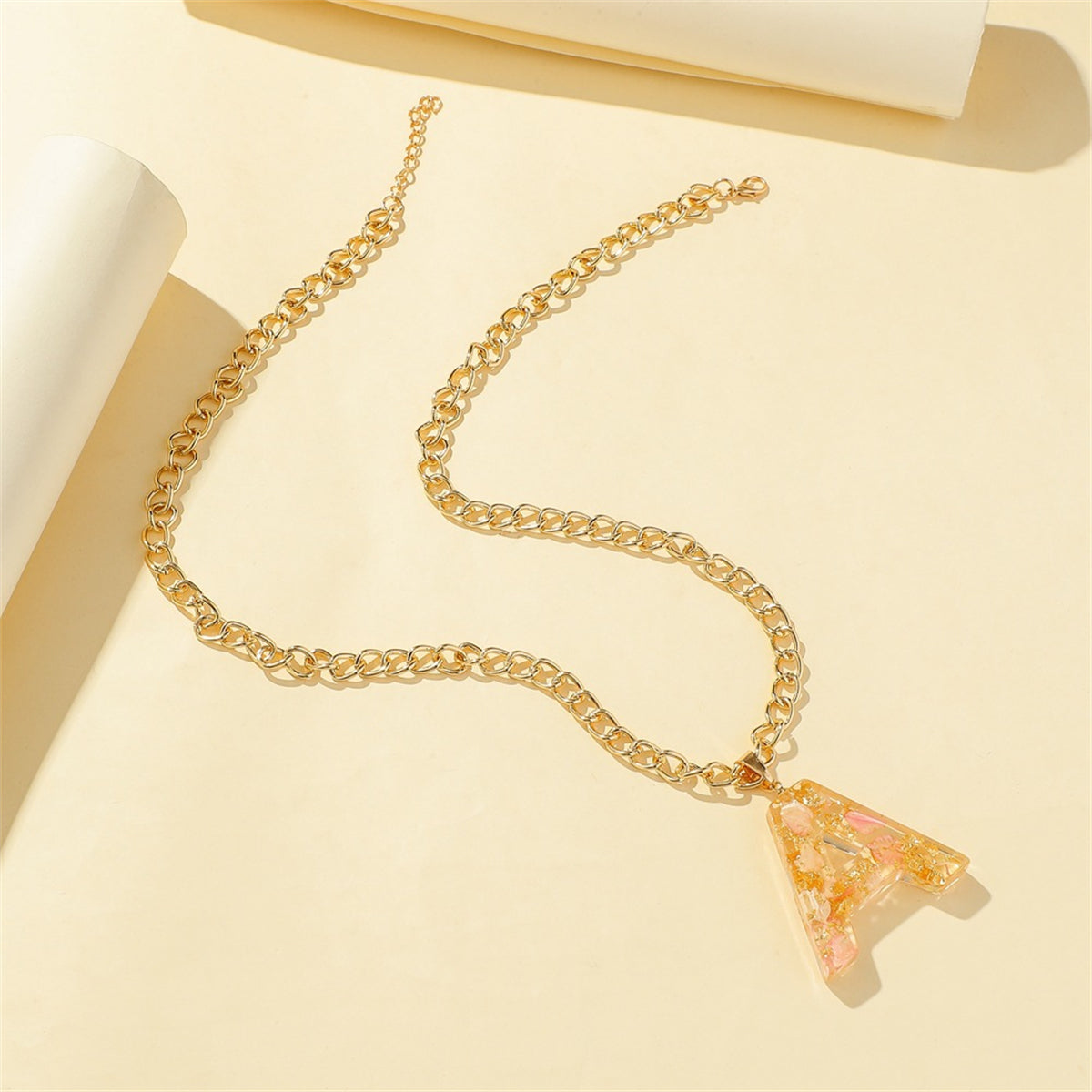 Pink & 18K Gold-Plated Floral Alphabet A Pendant Necklace