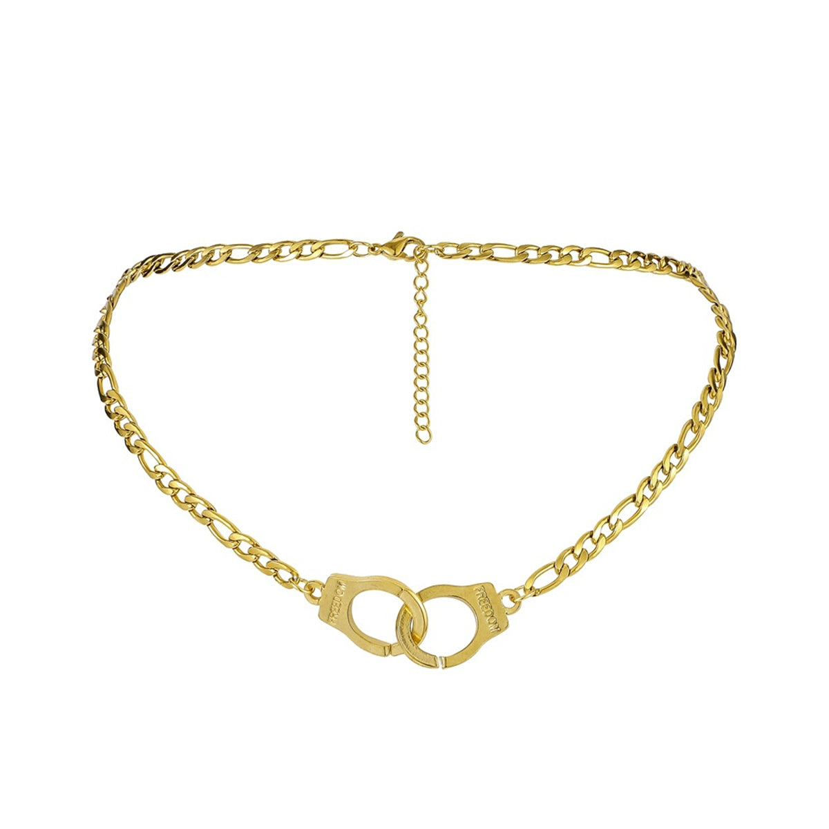 18K Gold-Plated Freedom Handcuff Pendant Necklace, gold pendant necklace for women, dainty minimalist design, side view