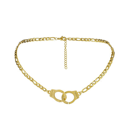 18K Gold-Plated Freedom Handcuff Pendant Necklace, gold pendant necklace for women, dainty minimalist design, side view