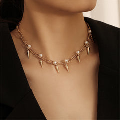 Pearl & 18K Gold-Plated Cone Collar Necklace