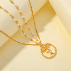White Resin & 18K Gold-Plated Face Layered Pendant Necklace