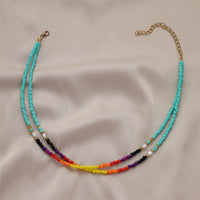 Blue Teal Howlite & Pearl Layered Choker Necklace