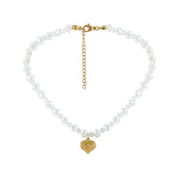 Pearl & Acrylic Heart Pendant Necklace