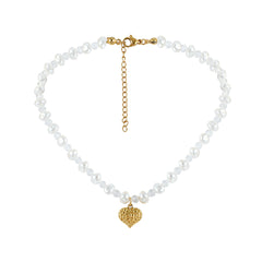 Pearl & Acrylic Heart Pendant Necklace