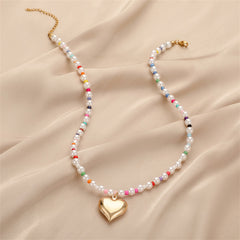 Multicolor Howlite & Pearl 18K Gold-Plated Heart Pendant Necklace