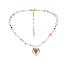 Multicolor Howlite & Pearl 18K Gold-Plated Heart Pendant Necklace
