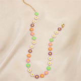 Pink & 18k Gold-Plated Multicolor Daisy Station Necklace