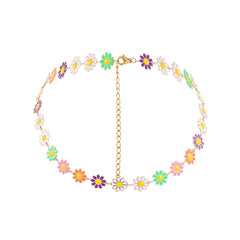 Pink & 18K Gold-Plated Multicolor Daisy Station Necklace