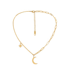 18K Gold-Plated Moon & Star Pendant Necklace