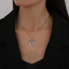 Cubic Zirconia & Silver-Plated Paw Heart Pendant Necklace