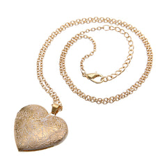 18K Gold-Plated Carved Heart Locket Necklace