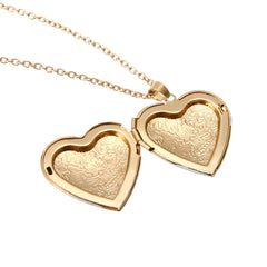 18K Gold-Plated Carved Heart Locket Necklace