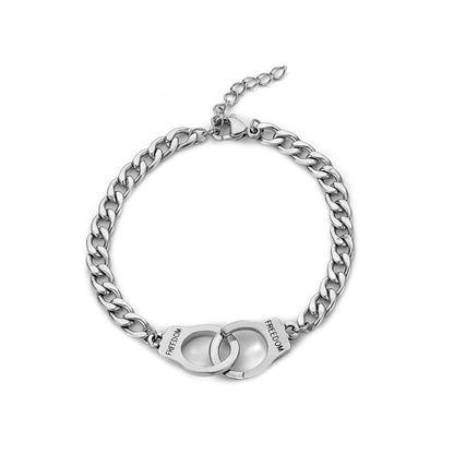 Silver-Plated 'Freedom' Cuff Bracelet, silver bracelet for women, vintage-inspired design, side view