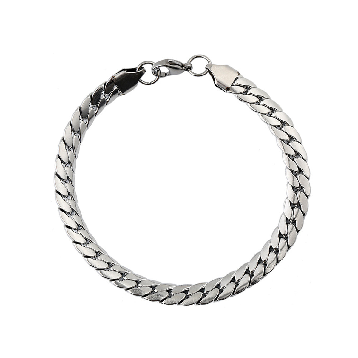 Silver-Plated Curb Chain Bracelet, silver bracelet for women, botanical inspired, side view