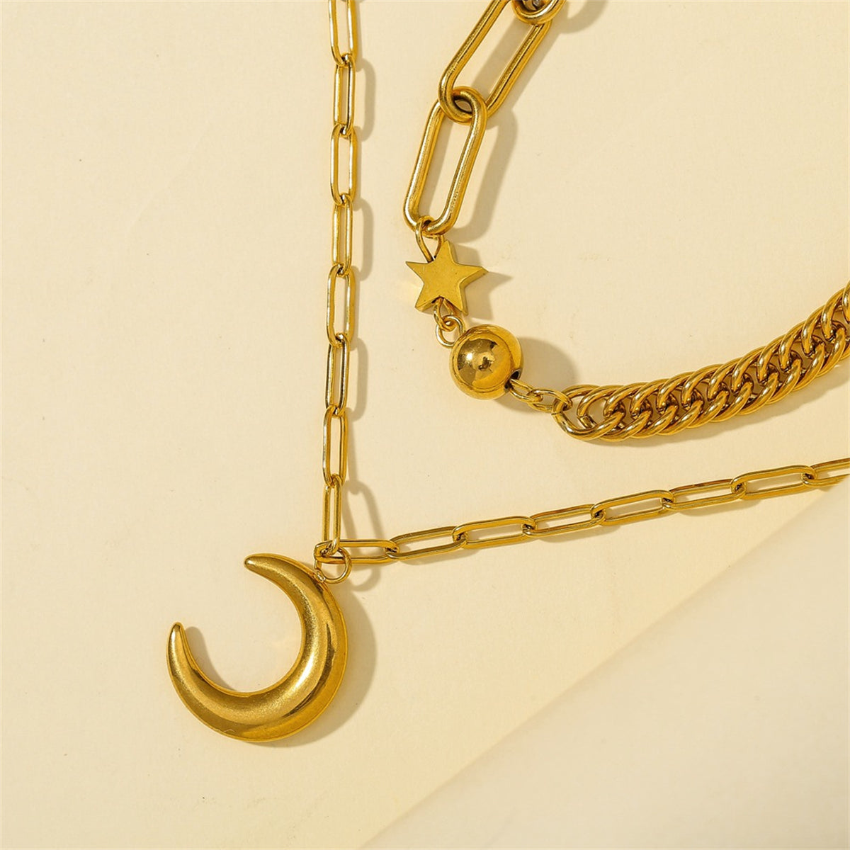 18K Gold-Plated Celestial Layered Bracelet, gold bracelet for women, everyday style, lifestyle look