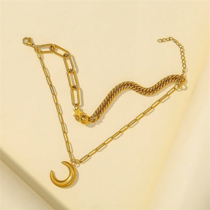 18K Gold-Plated Celestial Layered Bracelet, gold bracelet for women, everyday style, styled look