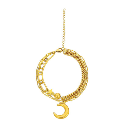 18K Gold-Plated Celestial Layered Bracelet, gold bracelet for women, everyday style, side view