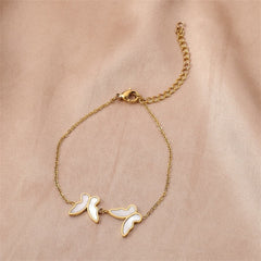Shell & 18K Gold-Plated Double Butterfly Anklet