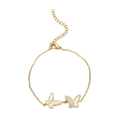 Shell & 18K Gold-Plated Double Butterfly Anklet
