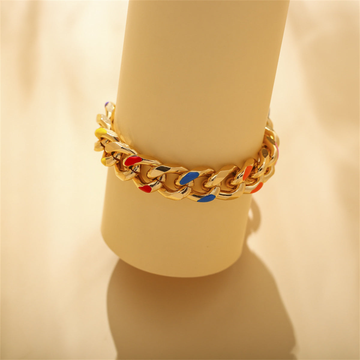 Pink Enamel & 18K Gold-Plated Curb Chain Bracelet