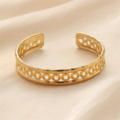 Exquisite 18K gold-plated cable cuff bracelet showcasing intricate patterns, a must-have accessory for any fashion enthusiast.