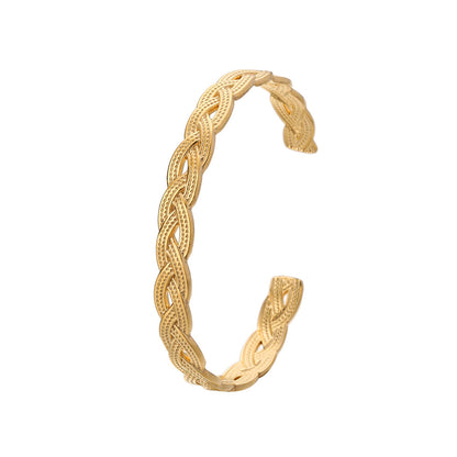 18K Gold-Plated Twine Cuff, gold bracelet for women, dainty minimalist design, side view