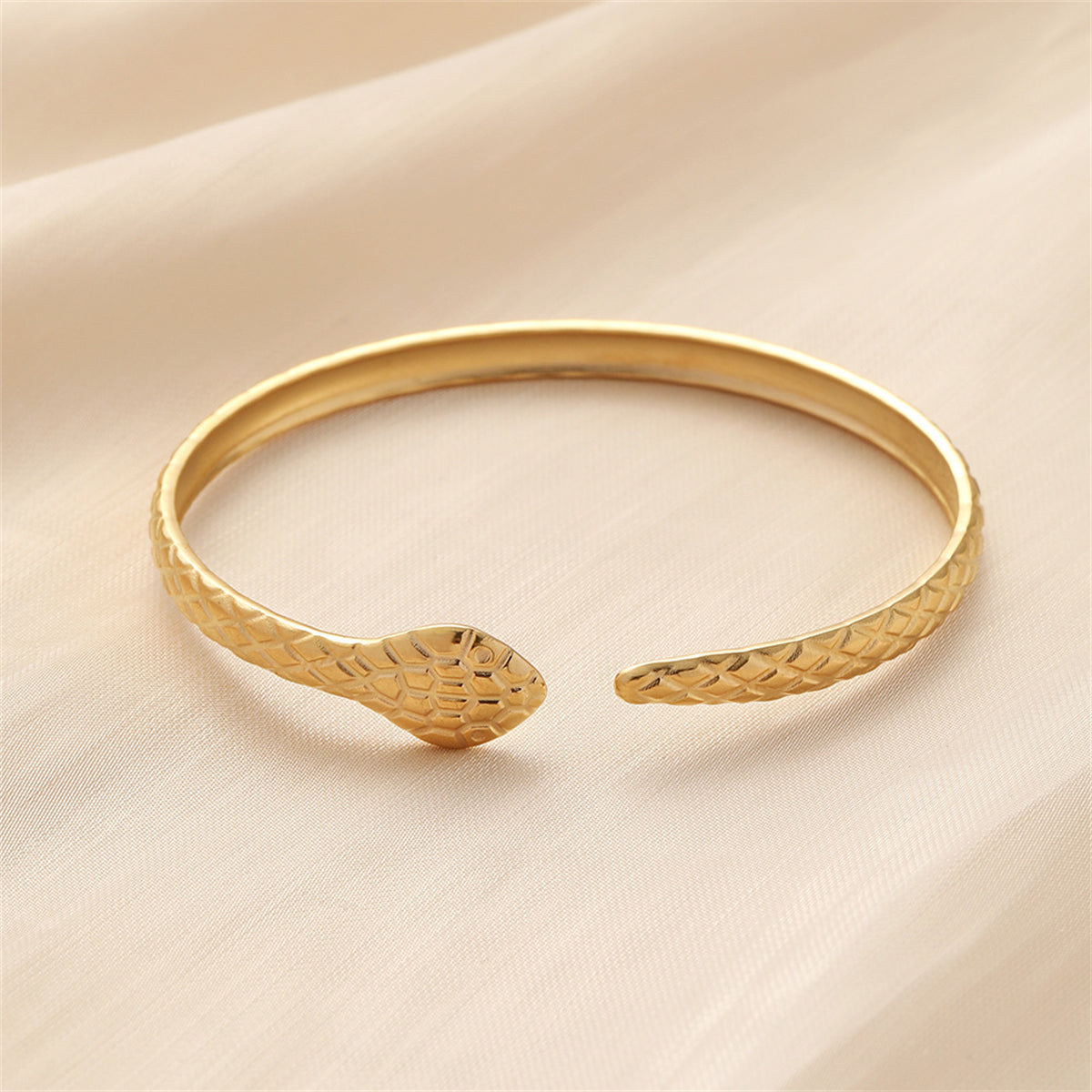 18K Gold-Plated Snake Cuff, gold bracelet for women, elegant gift for her, side view