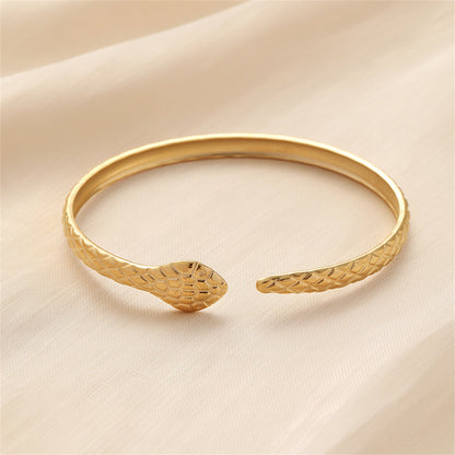18K Gold-Plated Snake Cuff, gold bracelet for women, elegant gift for her, side view