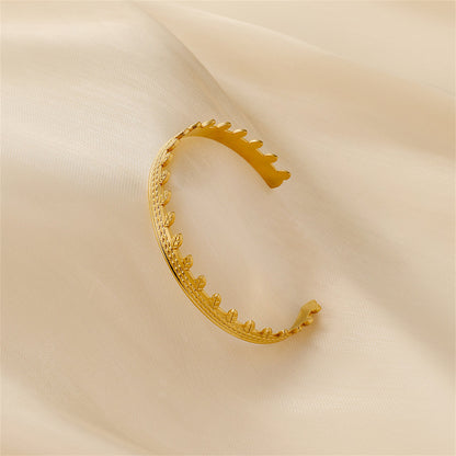18K Gold-Plated Leaves Twine Cuff, gold bracelet for women, everyday style, side view