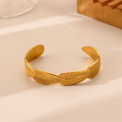 18K Gold-Plated Linked Feather Cuff
