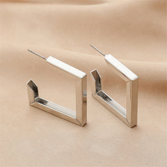 Silver-Plated Square Drop Earrings