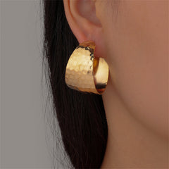 18K Gold-Plated Uneven-Surface C-Shape Drop Earrings