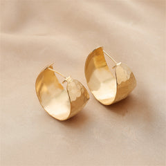 18K Gold-Plated Uneven-Surface C-Shape Drop Earrings