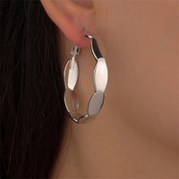 Silver-Plated Wave Hoop Earrings