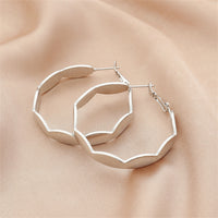 Silver-Plated Wave Hoop Earrings