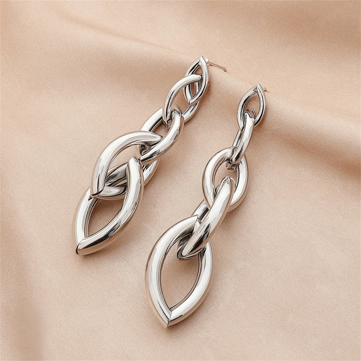 Silver-Plated Chain Drop Earrings