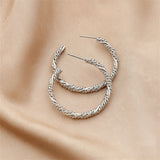 Silvertone Twine Hoop Earrings