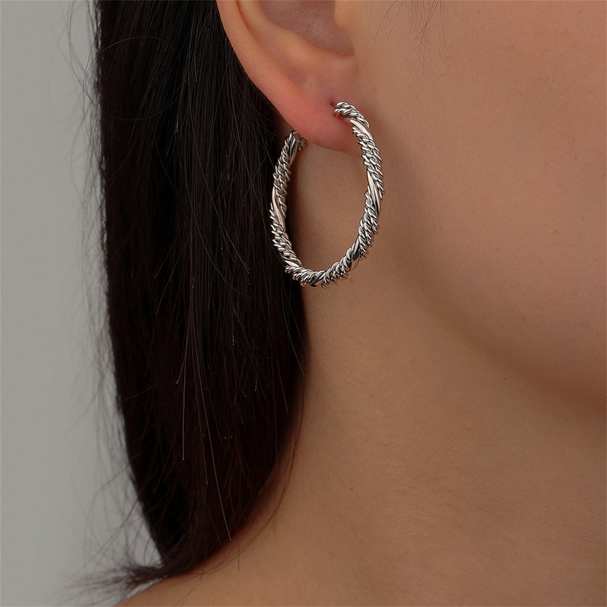 Silver-Plated Twine Hoop Earrings